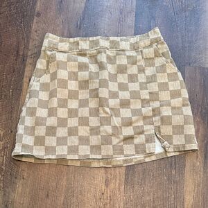 Checkered Denim Tan and Cream Women's Skirt